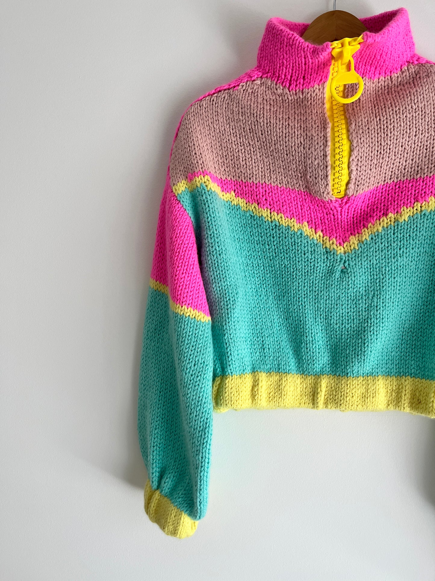 Colour Blockade Knit Up Zip Up Knitting Pattern