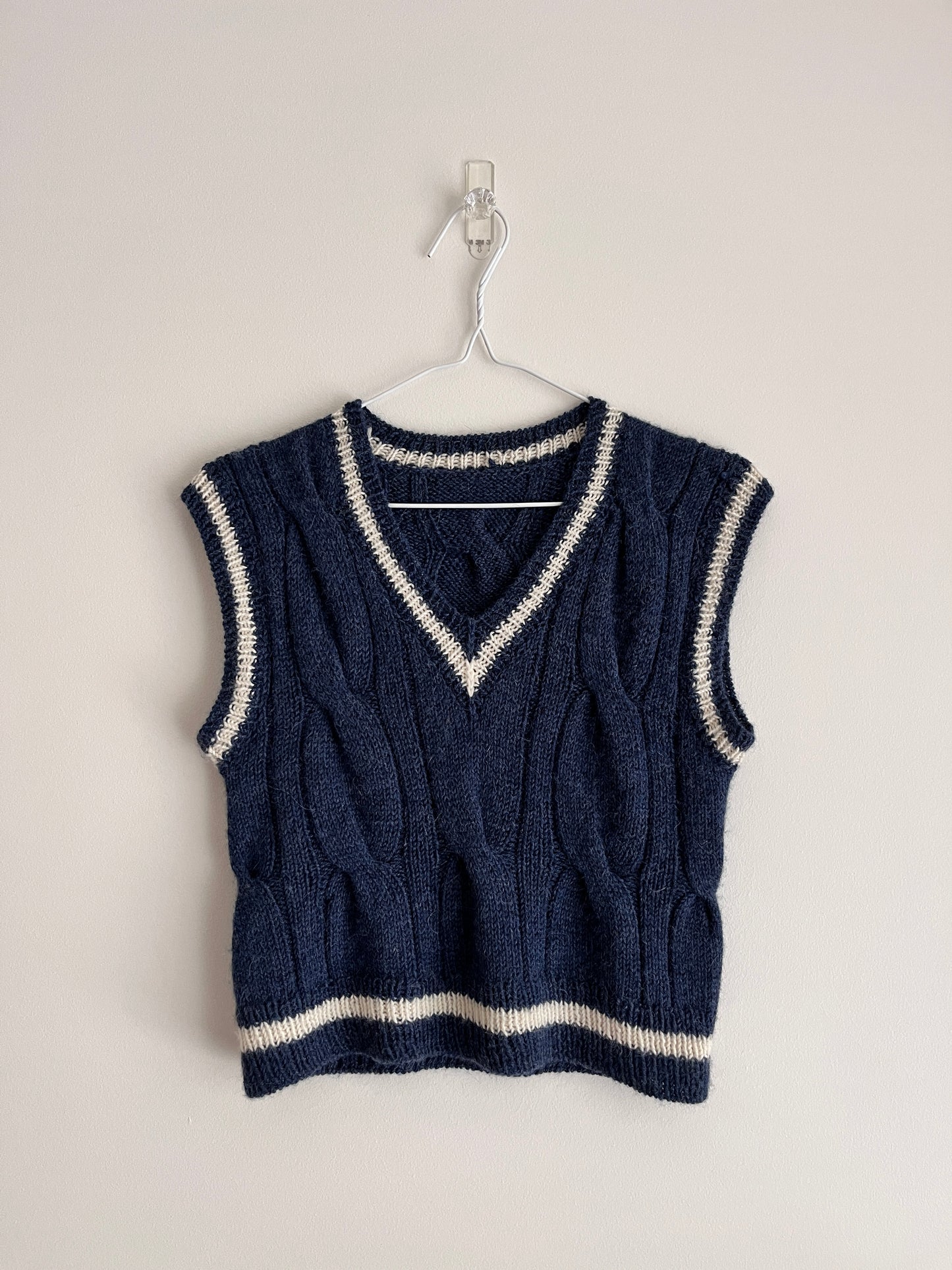 Campus Cable V Neck Sweater Vest Knitting Pattern