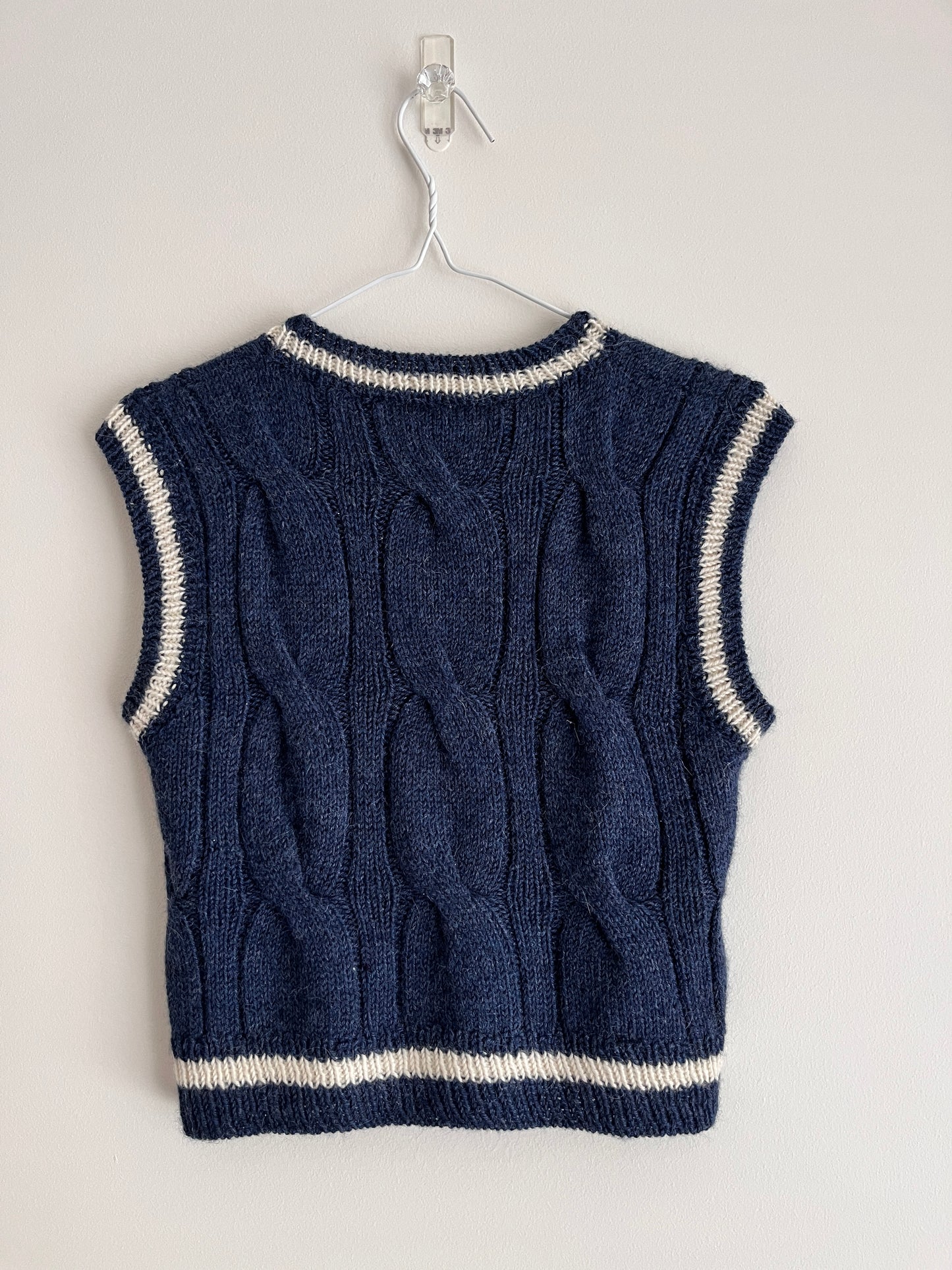 Campus Cable V Neck Sweater Vest Knitting Pattern