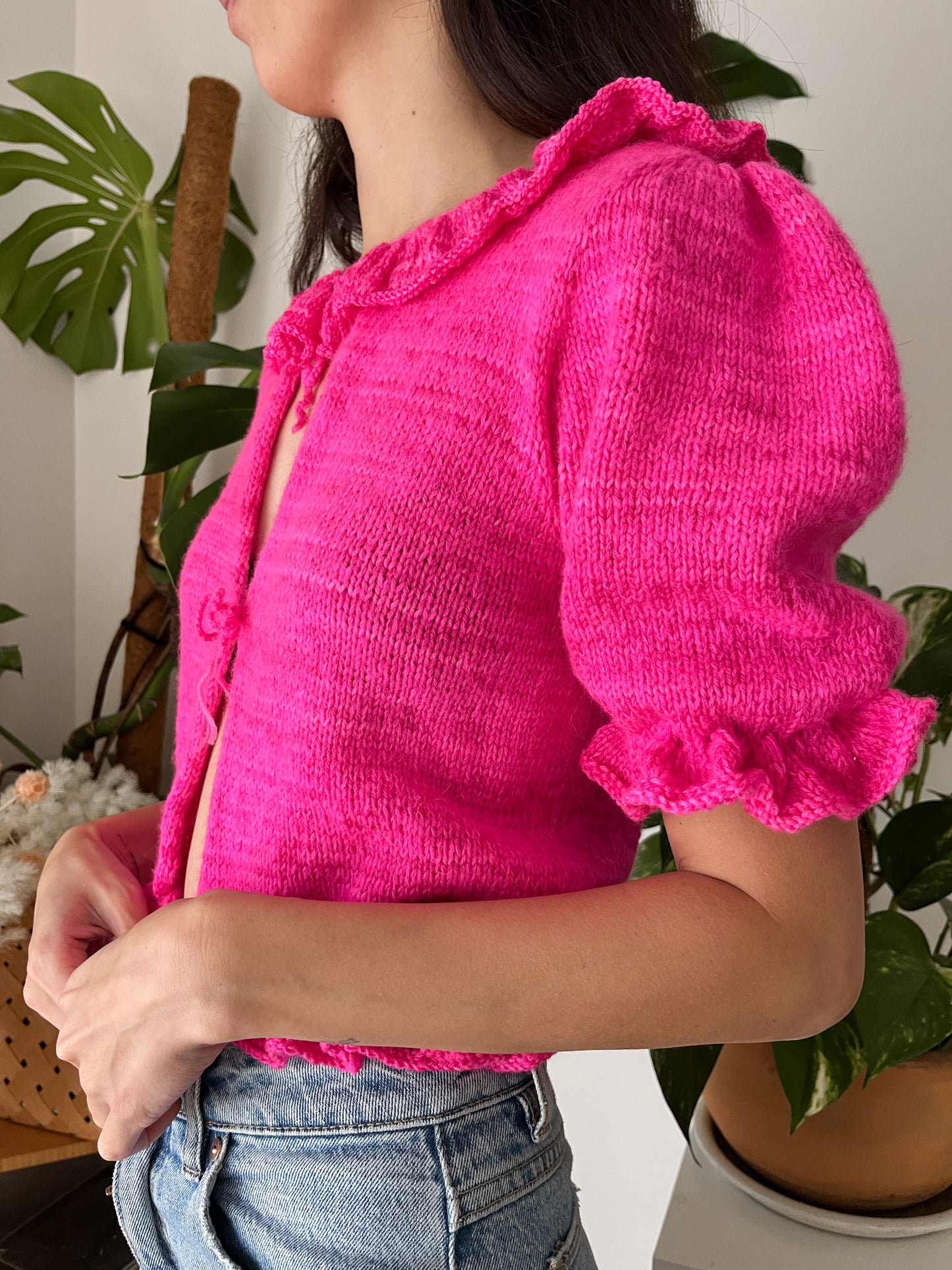 Tie Up Frill Top Knitting Pattern