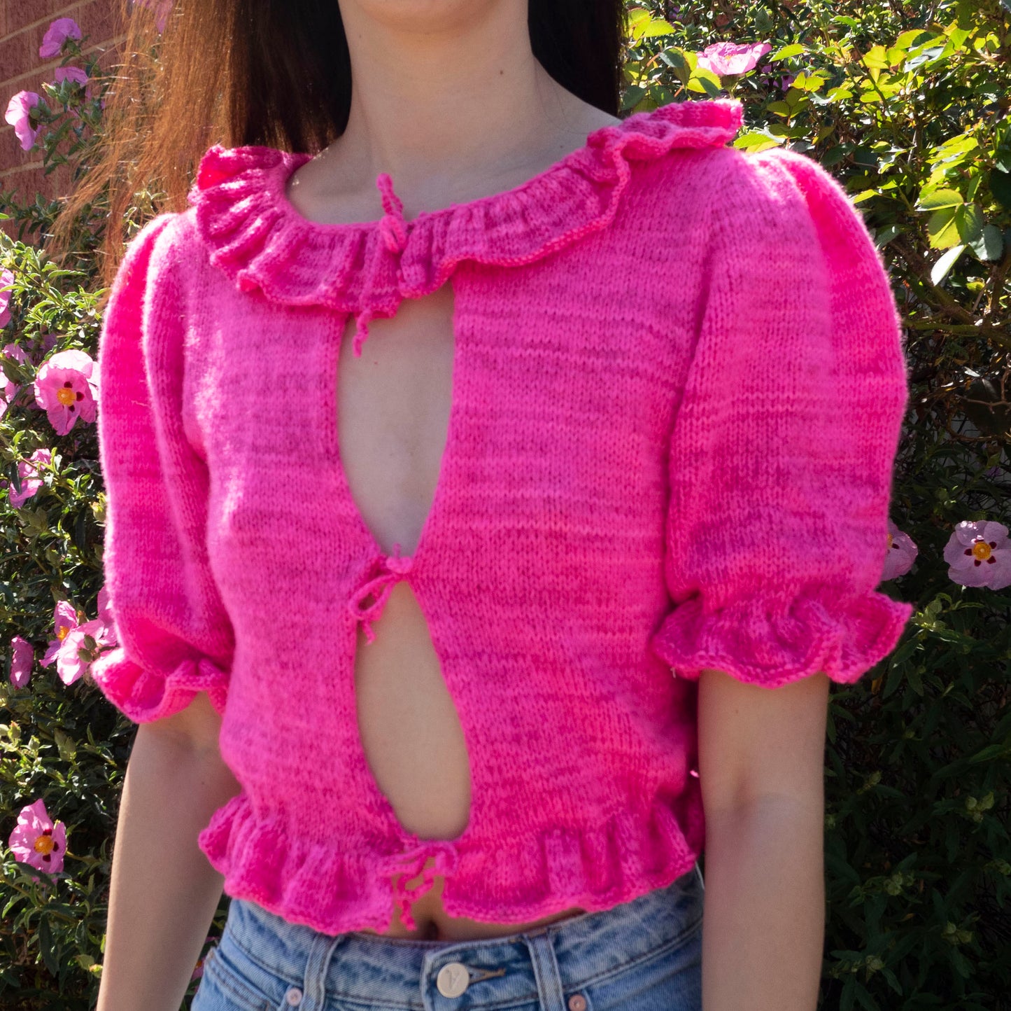 Tie Up Frill Top Knitting Pattern