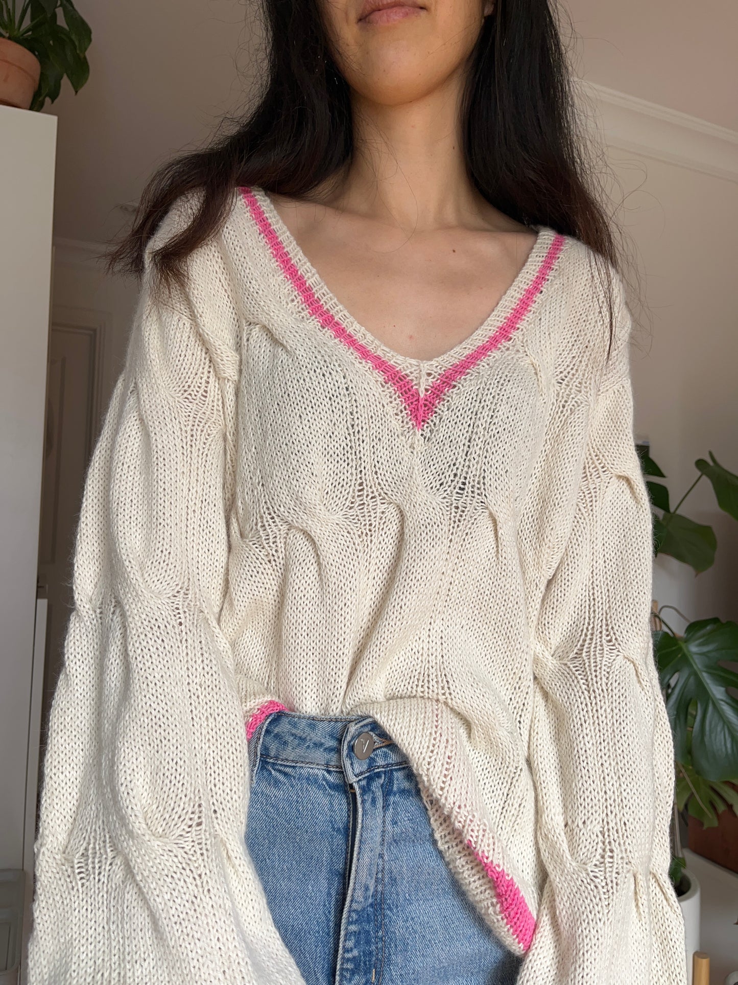 Campus Cable V Neck Sweater Vest Knitting Pattern