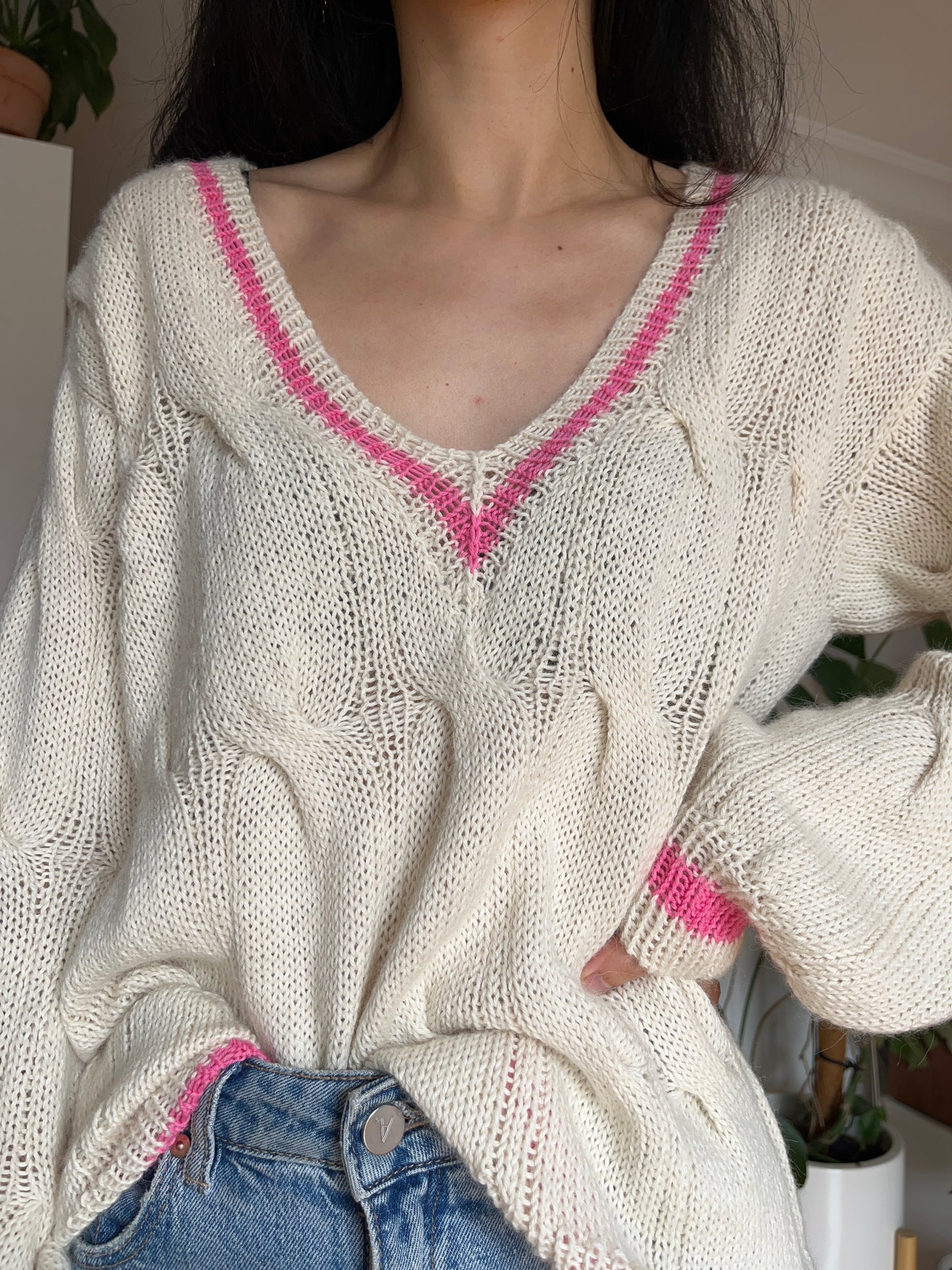 Campus Cable V Neck Sweater Vest Knitting Pattern