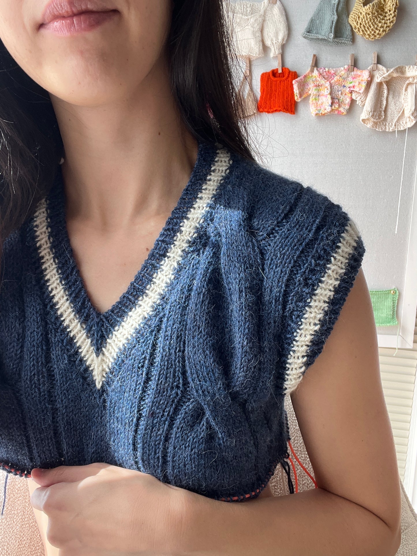 Campus Cable V Neck Sweater Vest Knitting Pattern