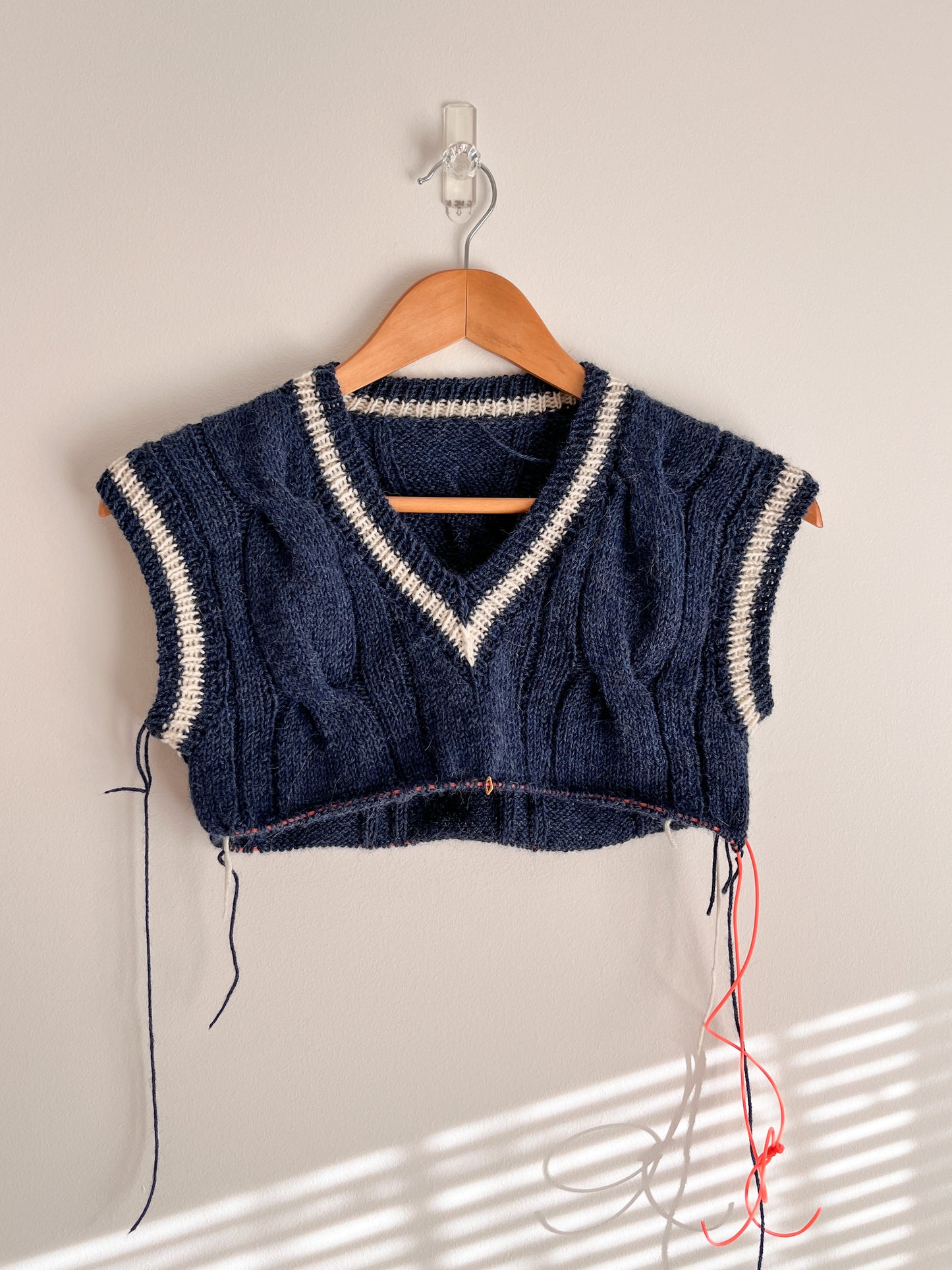Campus Cable V Neck Sweater Vest Knitting Pattern