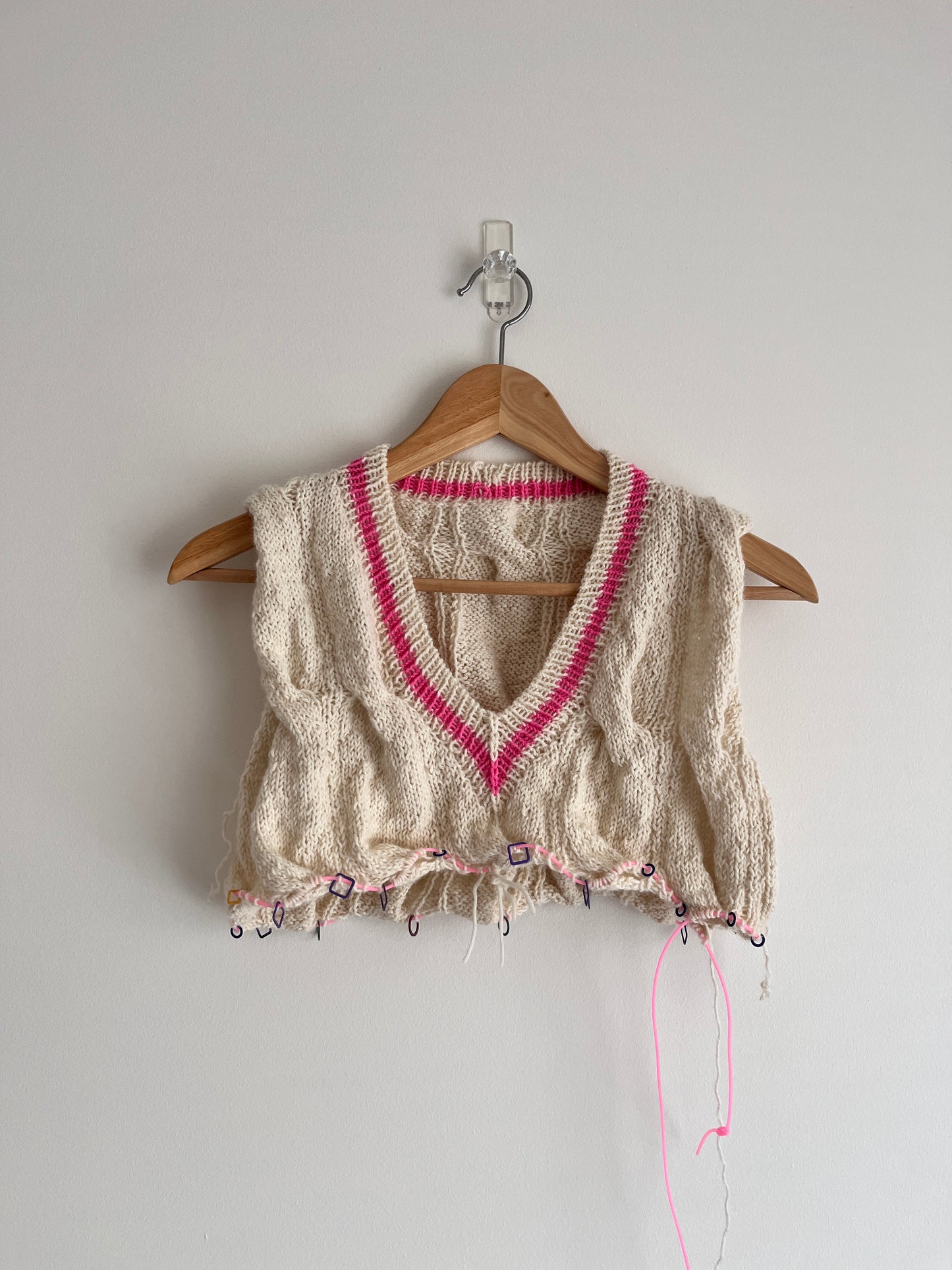 Campus Cable V Neck Sweater Vest Knitting Pattern