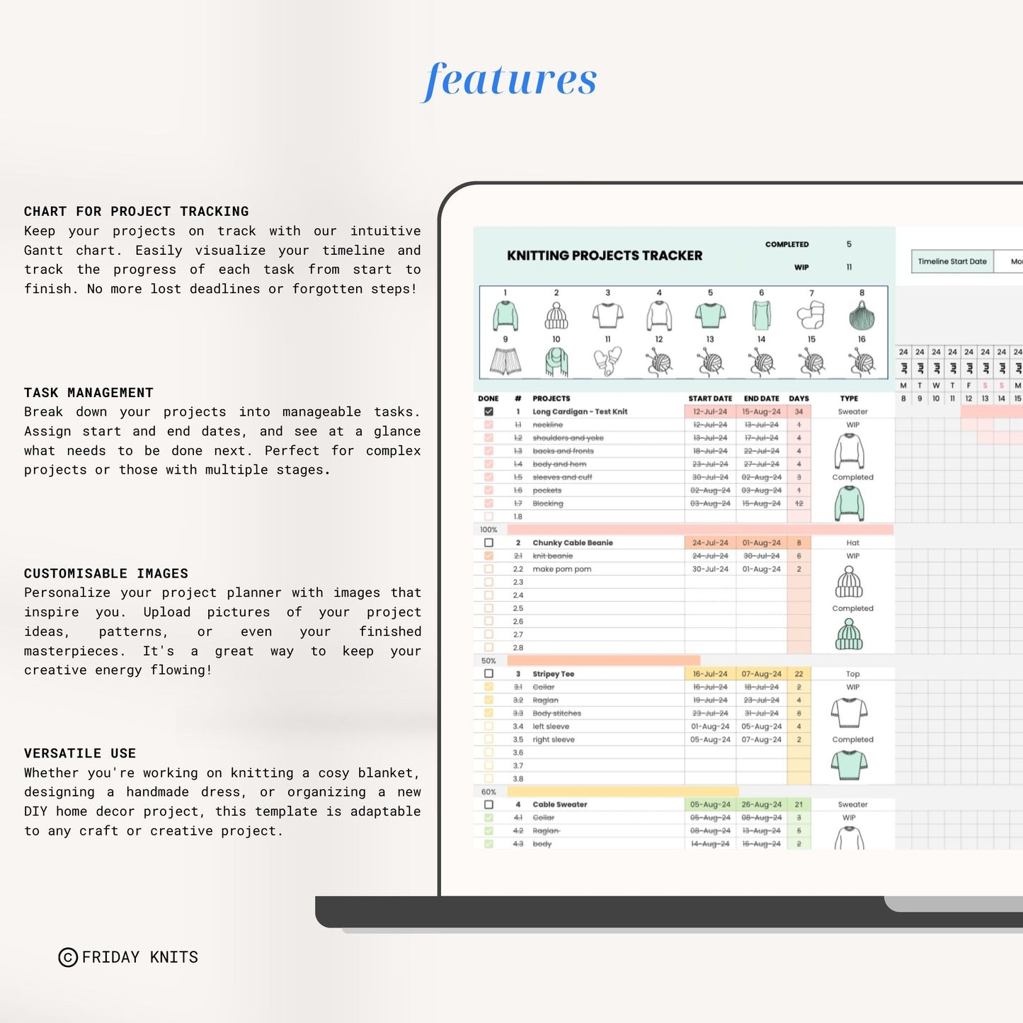 Knitting / Crochet Project Tracker Template