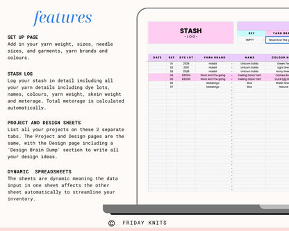 Yarn Inventory Knitting Project Library Spreadsheet