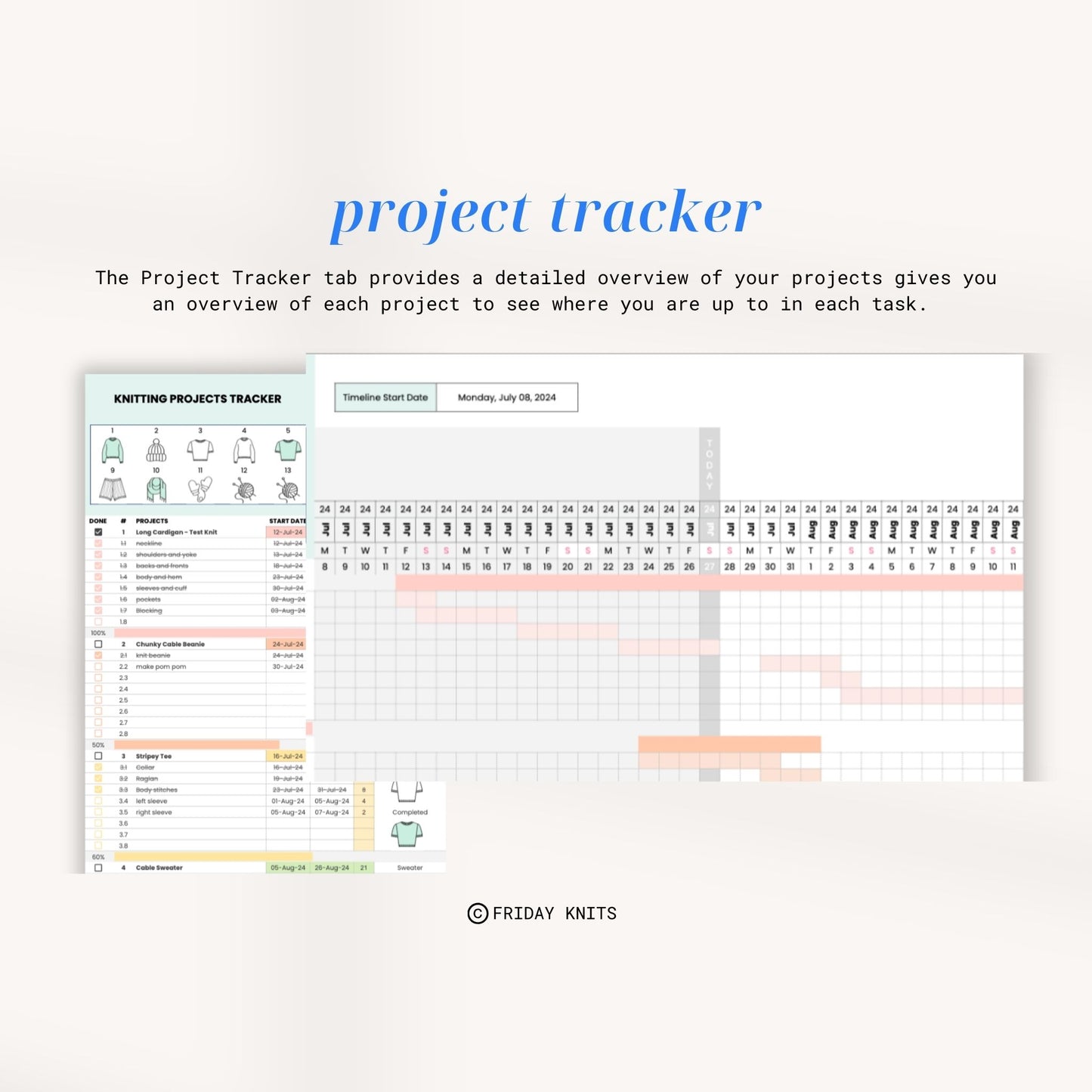 Knitting / Crochet Project Tracker Template