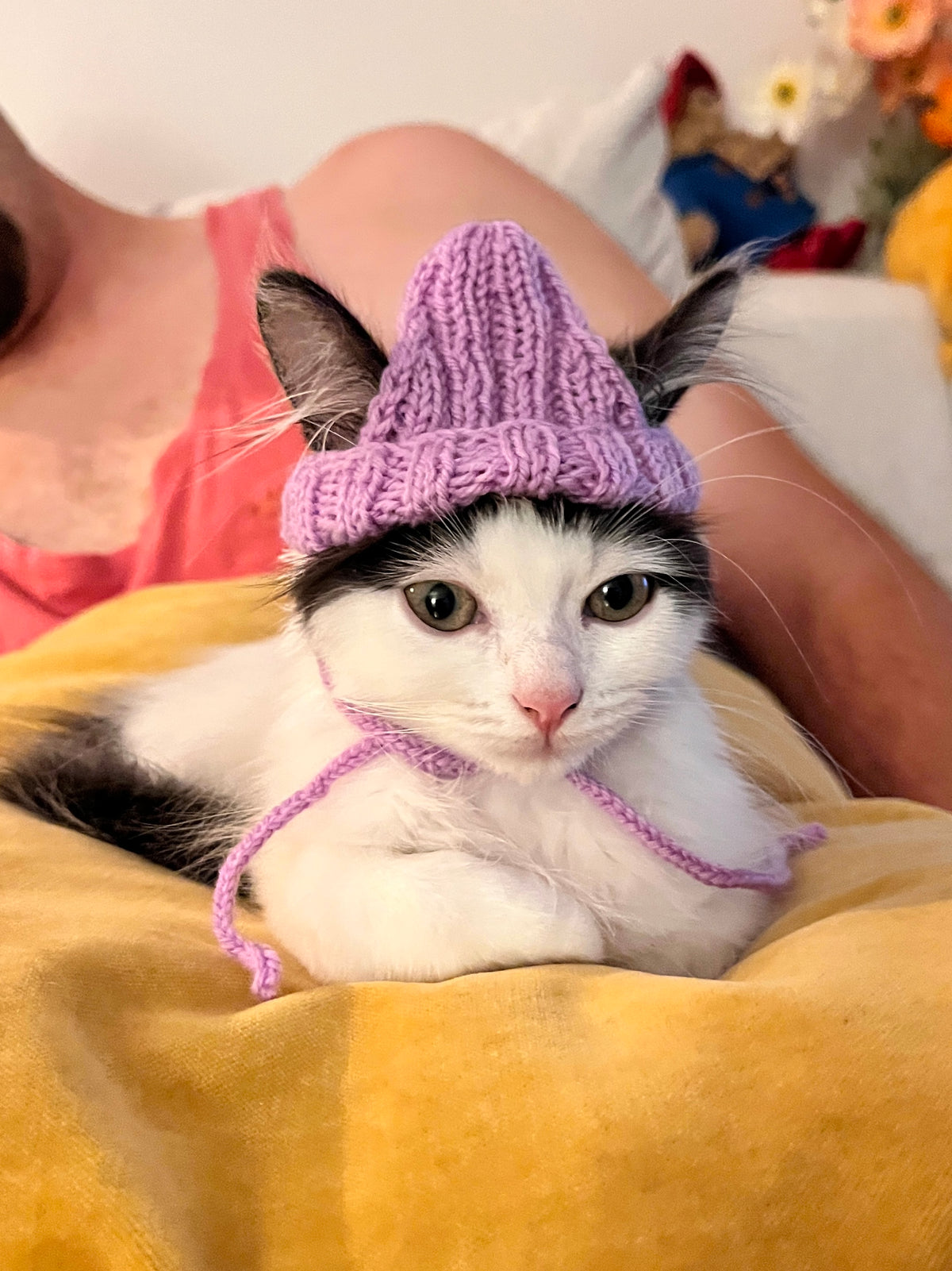Women\'s Cat Beanie Cute Animal Knit Hat Winter Stocking Stuffer Gift Custom Embroidered Cat Portrait from Photo Beanie Hat, Gift  main image 2