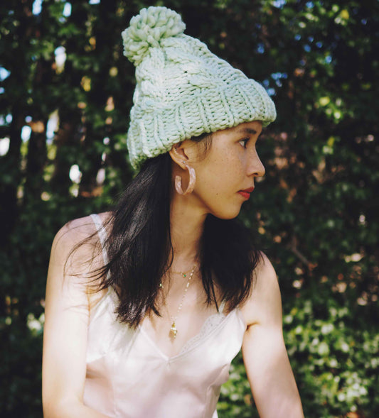 Chunky Cabled Beanie Hat Knitting Pattern