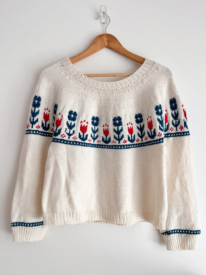 Folk Flower Sweater Knitting Pattern