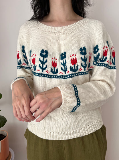 Folk Flower Sweater Knitting Pattern