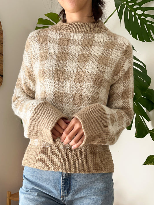 Gingham Jumper Sweater Knitting Pattern