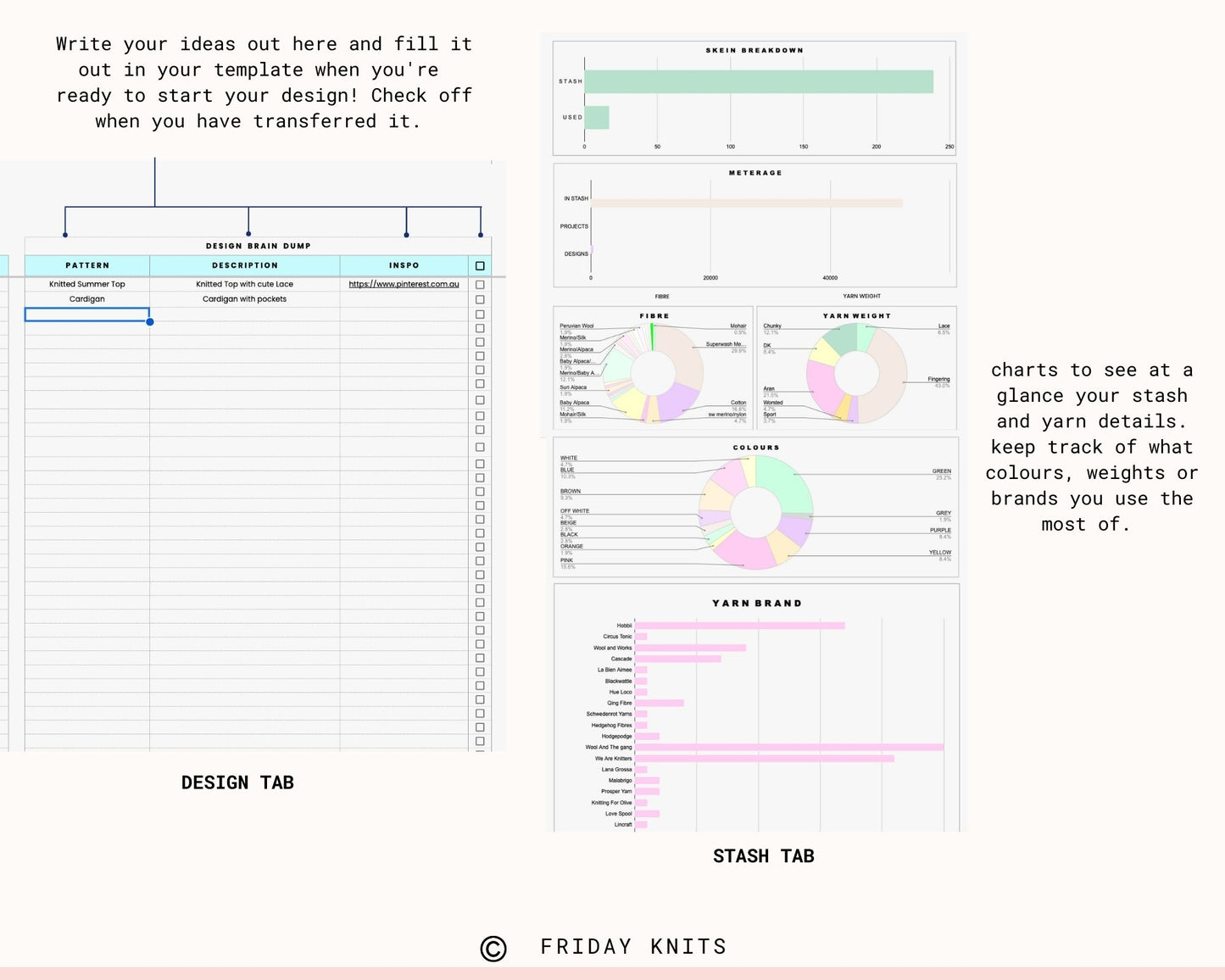 Yarn Inventory Knitting Project Library Spreadsheet