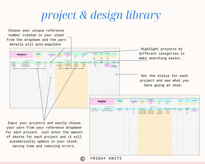 Yarn Inventory Knitting Project Library Spreadsheet