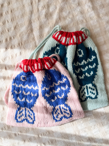 Sushi Date Bag Drawstring Knitting Pattern PDF