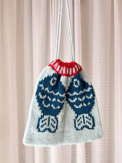 Sushi Date Bag Drawstring Knitting Pattern PDF