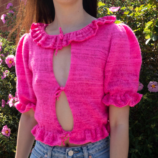 Tie Up Frill Top Knitting Pattern