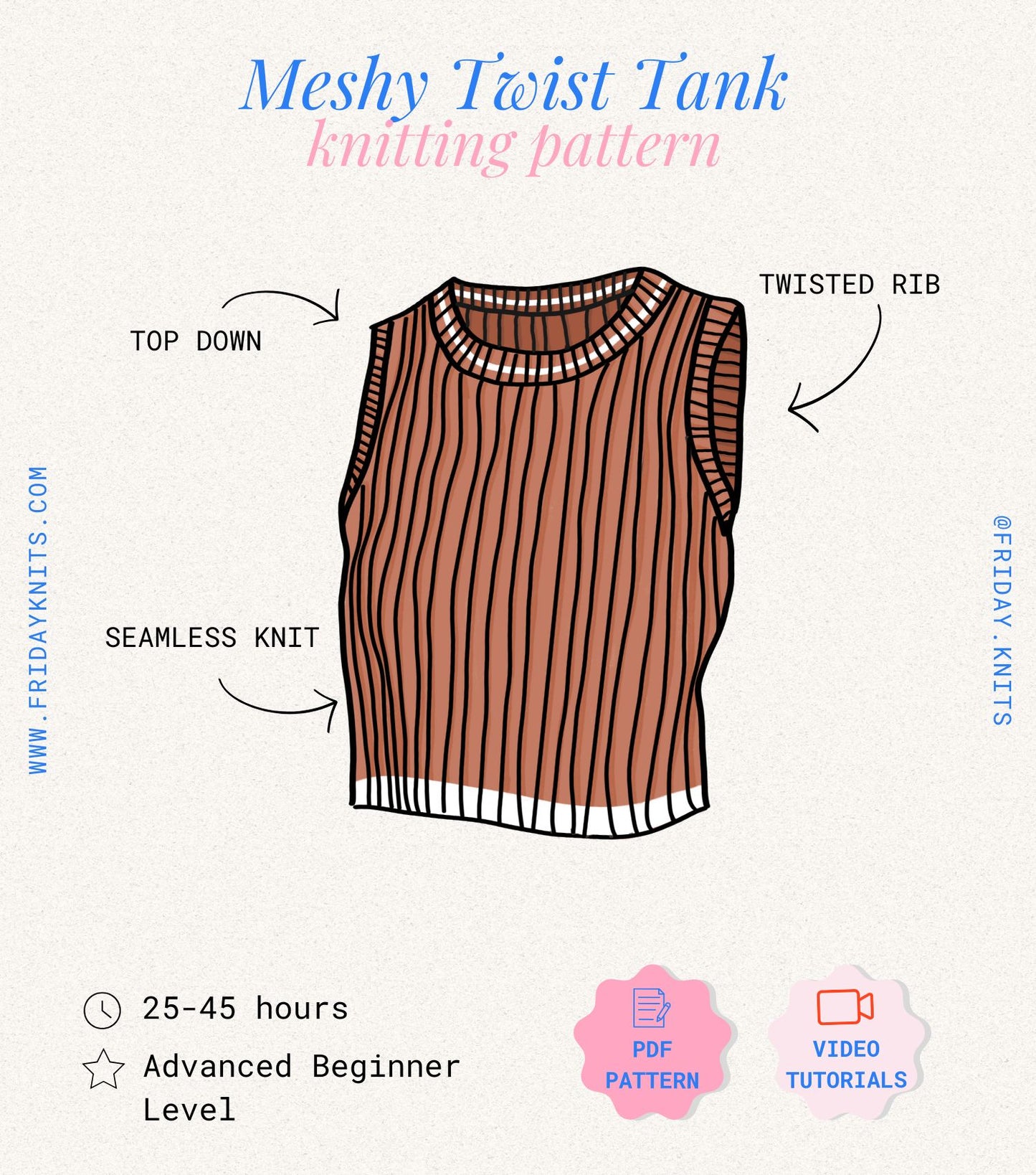 Meshy Twist Tank Knitting Pattern