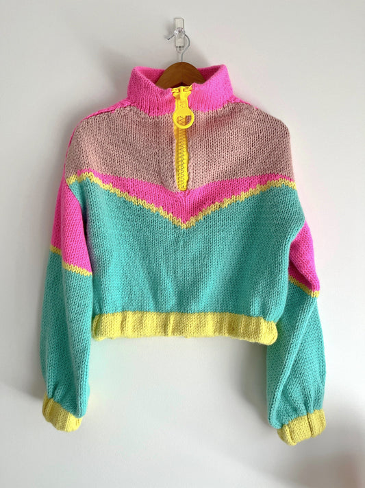 Colour Blockade Knit Up Zip Up Knitting Pattern