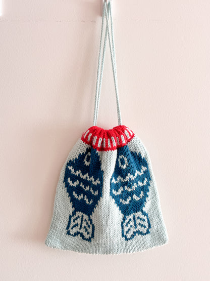 Sushi Date Bag Drawstring Knitting Pattern PDF